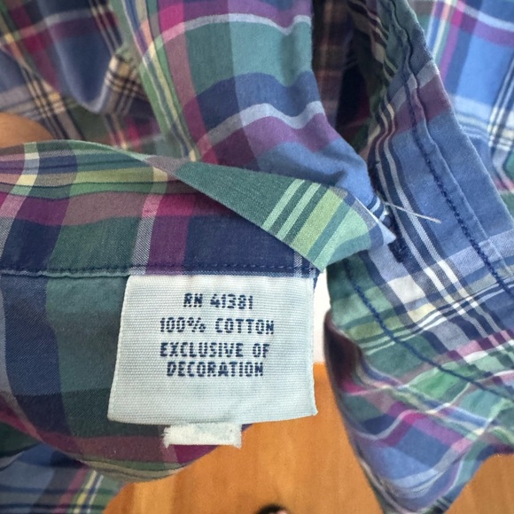 Polo by Ralph Lauren Blue and Green Casual Button Down Shirt - Picture 4 of 7